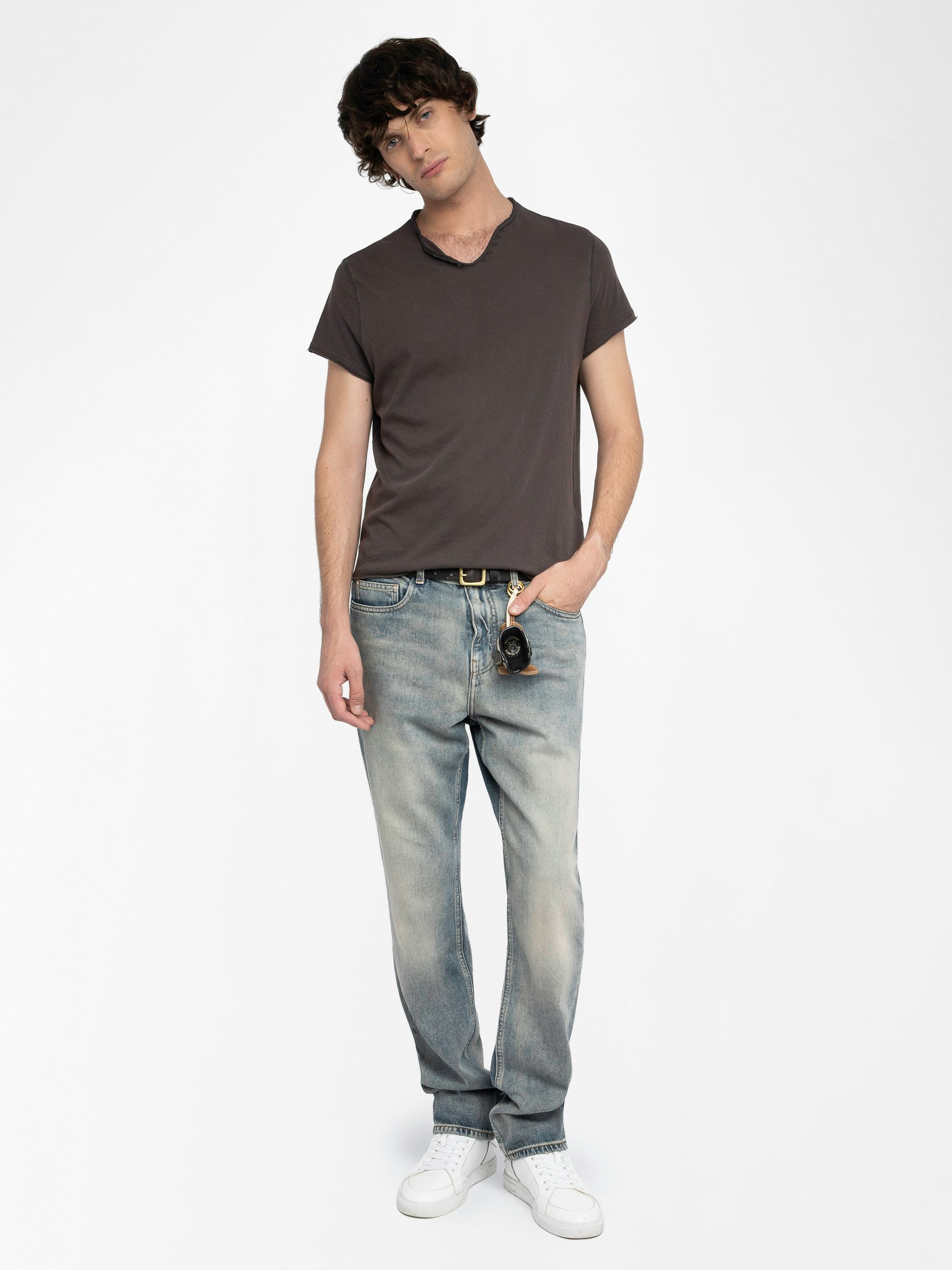 Monastir Henley T-shirt - Short-sleeved Henley T-shirt with back print.